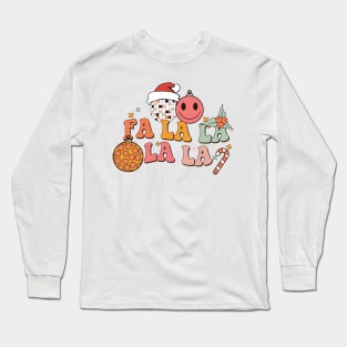 Groovy Fa La La La La Retro Disco Ball Santa Hat Ugly Christmas Sweater Long Sleeve T-Shirt
